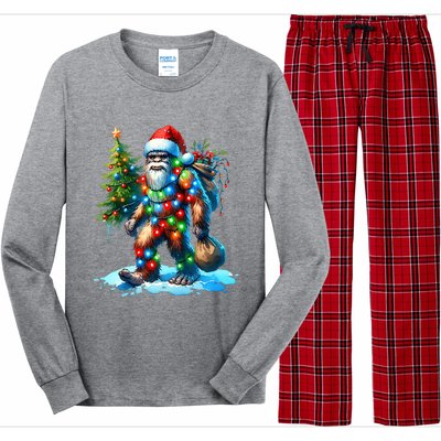 Bigfoot Christmas Tree Xmas Long Sleeve Pajama Set