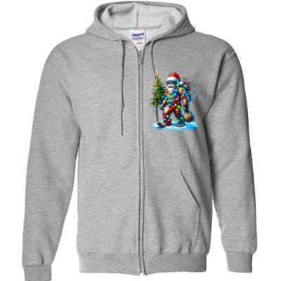 Bigfoot Christmas Tree Xmas Full Zip Hoodie