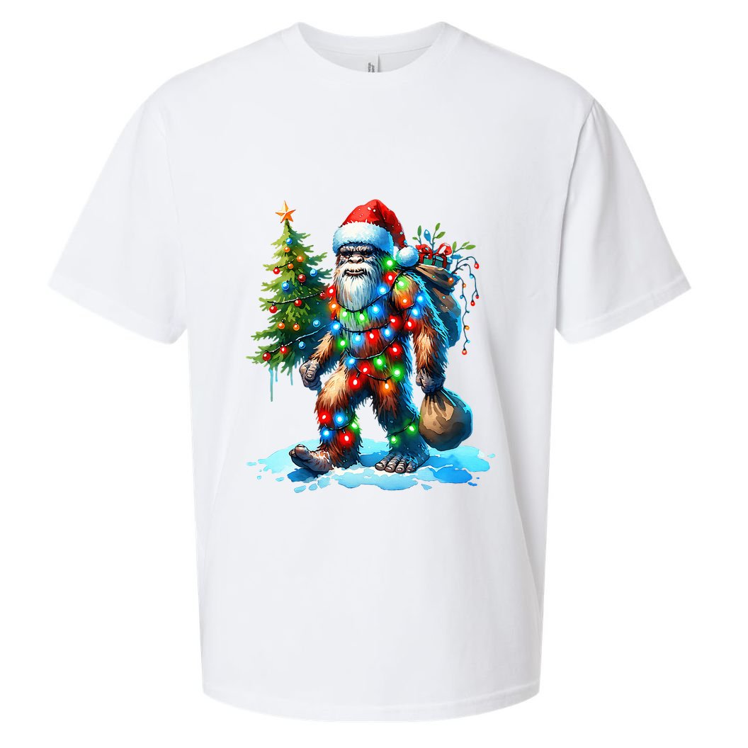 Bigfoot Christmas Tree Xmas Sueded Cloud Jersey T-Shirt