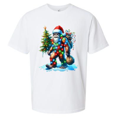 Bigfoot Christmas Tree Xmas Sueded Cloud Jersey T-Shirt