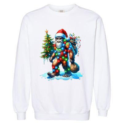 Bigfoot Christmas Tree Xmas Garment-Dyed Sweatshirt