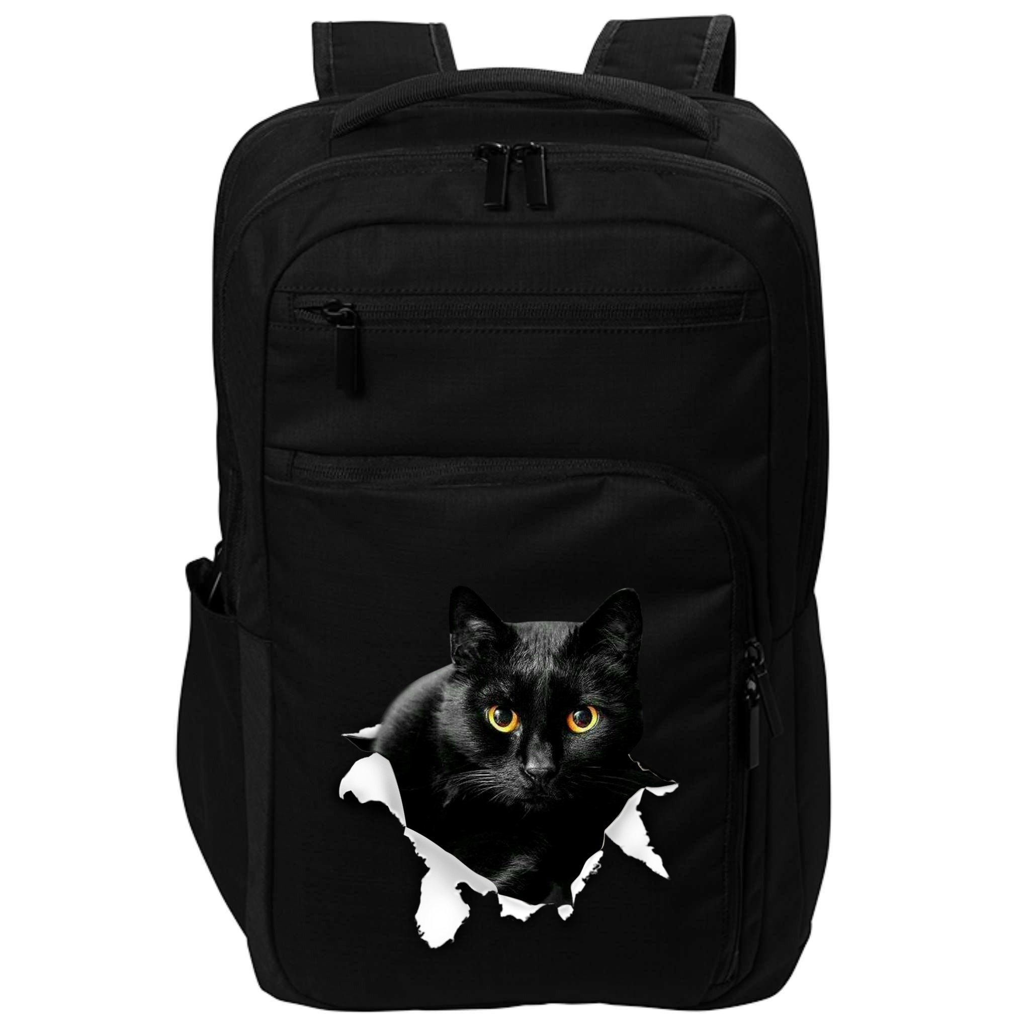 Black Cat Torn Cloth Gifts For Cat Lover Cat Dad Cat Mom Impact Tech Backpack