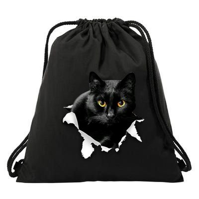 Black Cat Torn Cloth Gifts For Cat Lover Cat Dad Cat Mom Drawstring Bag