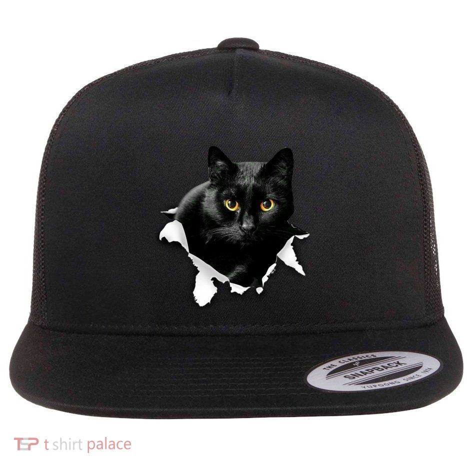 Black Cat Torn Cloth Gifts For Cat Lover Cat Dad Cat Mom Flatbill Hat