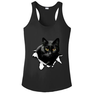 Black Cat Torn Cloth Gifts For Cat Lover Cat Dad Cat Mom Ladies PosiCharge Competitor Racerback Tank