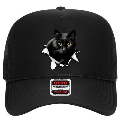 Black Cat Torn Cloth Gifts For Cat Lover Cat Dad Cat Mom Trucker Hat