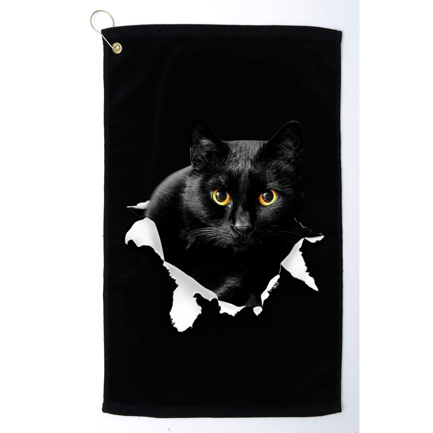 Black Cat Torn Cloth Gifts For Cat Lover Cat Dad Cat Mom Golf Towel