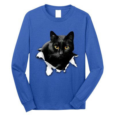 Black Cat Torn Cloth Gifts For Cat Lover Cat Dad Cat Mom Long Sleeve Shirt