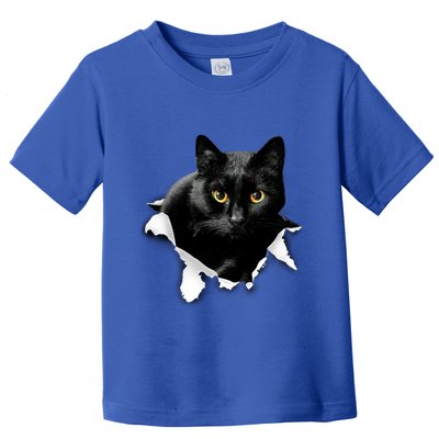 Black Cat Torn Cloth Gifts For Cat Lover Cat Dad Cat Mom Toddler T-Shirt