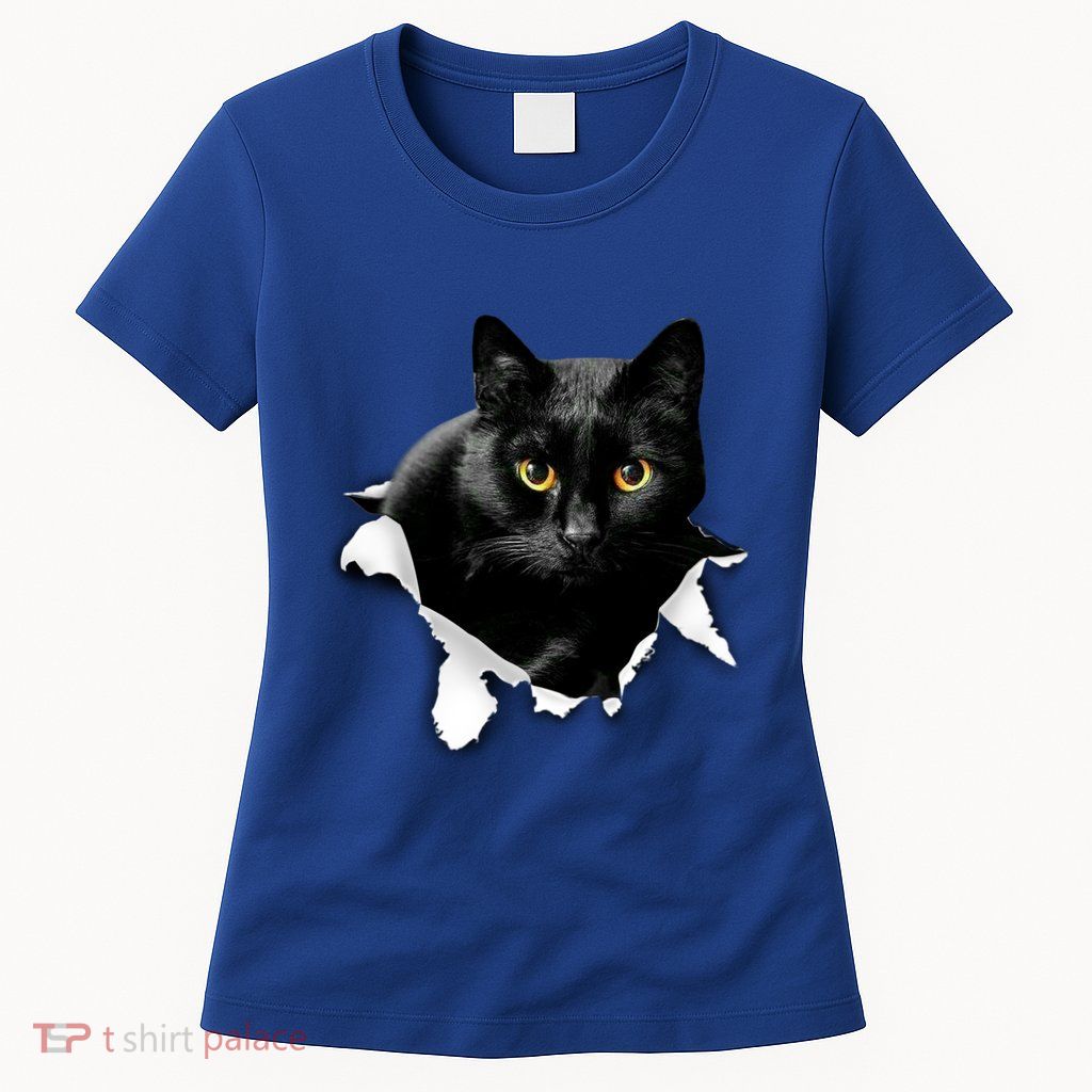 Black Cat Torn Cloth Gifts For Cat Lover Cat Dad Cat Mom Womens T-Shirt