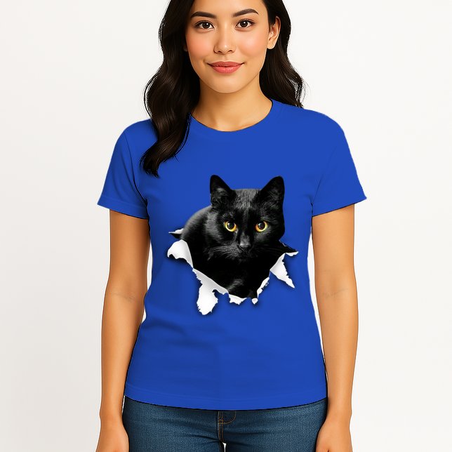Black Cat Torn Cloth Gifts For Cat Lover Cat Dad Cat Mom Womens T-Shirt