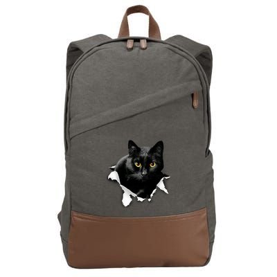 Black Cat Torn Cloth Gifts For Cat Lover Cat Dad Cat Mom Cotton Canvas Backpack
