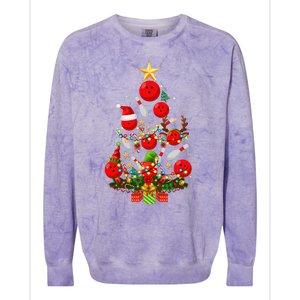 Bowling Christmas Tree Lights Funny Xmas Gifts For Funny Funny Colorblast Crewneck Sweatshirt