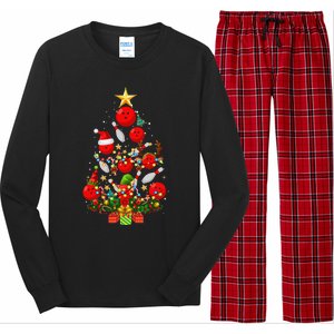 Bowling Christmas Tree Lights Funny Xmas Gifts For Funny Funny Long Sleeve Pajama Set