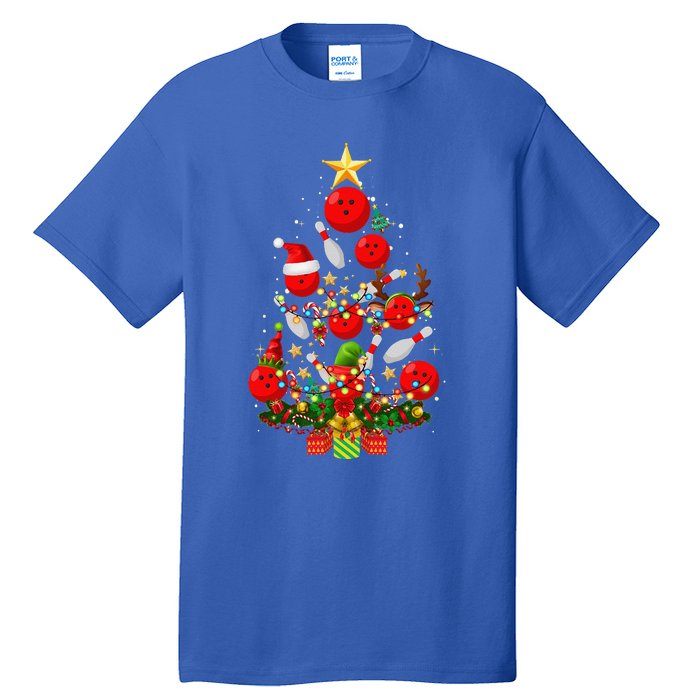 Bowling Christmas Tree Lights Funny Xmas Gifts For Funny Funny Tall T-Shirt