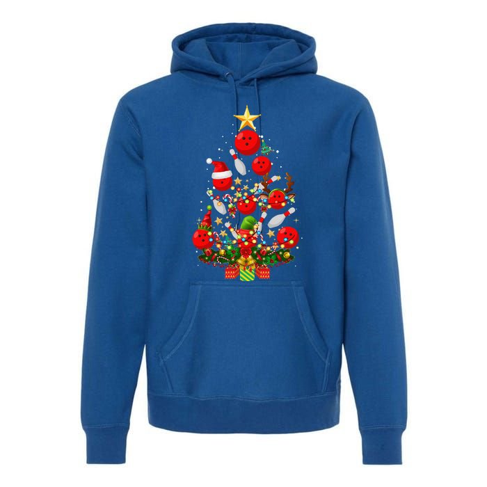 Bowling Christmas Tree Lights Funny Xmas Gifts For Funny Funny Premium Hoodie