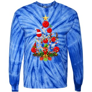 Bowling Christmas Tree Lights Funny Xmas Gifts For Funny Funny Tie-Dye Long Sleeve Shirt