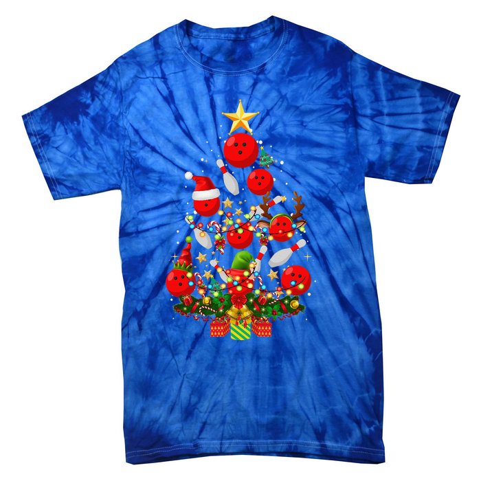 Bowling Christmas Tree Lights Funny Xmas Gifts For Funny Funny Tie-Dye T-Shirt