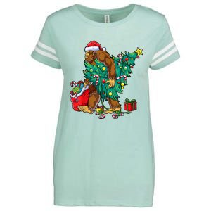 Bigfoot Christmas Tree Lights Xmas Boy Sasquatch Lovers Enza Ladies Jersey Football T-Shirt