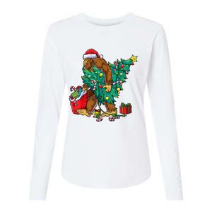 Bigfoot Christmas Tree Lights Xmas Boy Sasquatch Lovers Womens Cotton Relaxed Long Sleeve T-Shirt