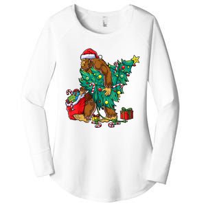 Bigfoot Christmas Tree Lights Xmas Boy Sasquatch Lovers Women's Perfect Tri Tunic Long Sleeve Shirt