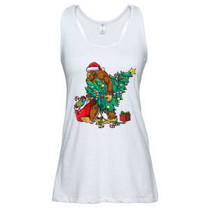 Bigfoot Christmas Tree Lights Xmas Boy Sasquatch Lovers Ladies Essential Flowy Tank