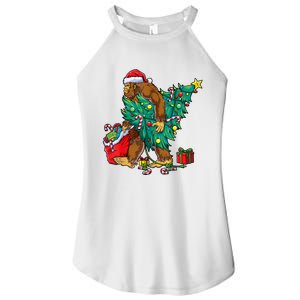 Bigfoot Christmas Tree Lights Xmas Boy Sasquatch Lovers Women's Perfect Tri Rocker Tank