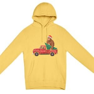 Bigfoot Christmas Tree Truck Festive Graphic Great Gift Premium Pullover Hoodie