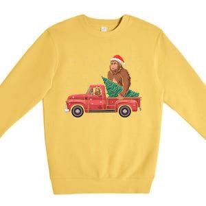 Bigfoot Christmas Tree Truck Festive Graphic Great Gift Premium Crewneck Sweatshirt