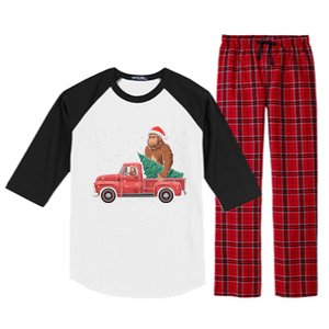 Bigfoot Christmas Tree Truck Festive Graphic Great Gift Raglan Sleeve Pajama Set