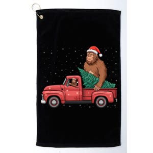 Bigfoot Christmas Tree Truck Festive Graphic Great Gift Platinum Collection Golf Towel