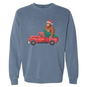 Bigfoot Christmas Tree Truck Festive Graphic Great Gift Garment-Dyed Sweatshirt