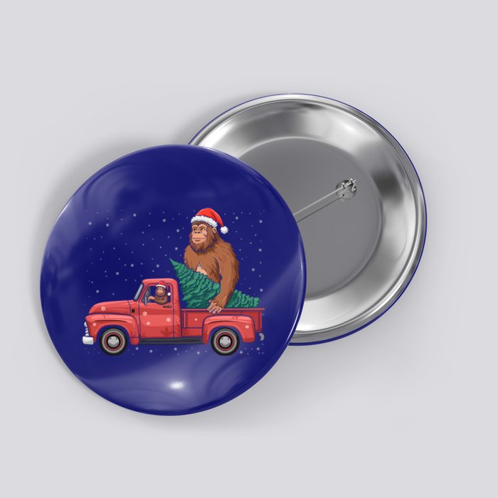 Bigfoot Christmas Tree Truck Festive Graphic Great Gift Button