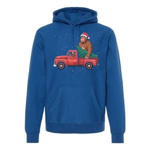 Bigfoot Christmas Tree Truck Festive Graphic Great Gift Premium Hoodie