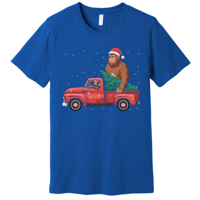 Bigfoot Christmas Tree Truck Festive Graphic Great Gift Premium T-Shirt