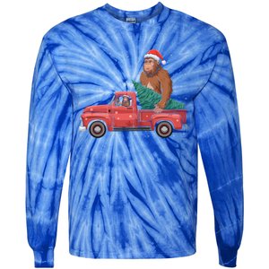 Bigfoot Christmas Tree Truck Festive Graphic Great Gift Tie-Dye Long Sleeve Shirt