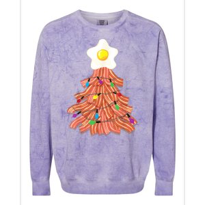 Bacon Christmas Tree Egg Top Funny Pork Lover Gift Colorblast Crewneck Sweatshirt