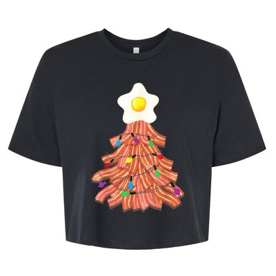 Bacon Christmas Tree Egg Top Funny Pork Lover Gift Bella+Canvas Jersey Crop Tee