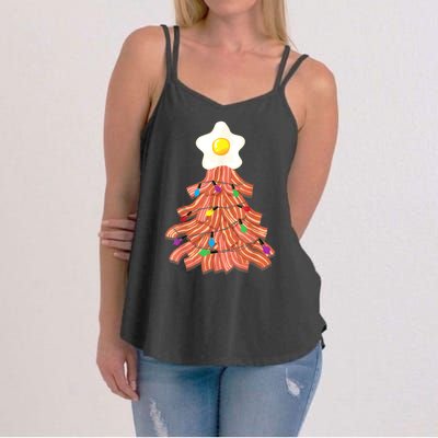 Bacon Christmas Tree Egg Top Funny Pork Lover Gift Women's Strappy Tank