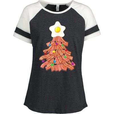 Bacon Christmas Tree Egg Top Funny Pork Lover Gift Enza Ladies Jersey Colorblock Tee