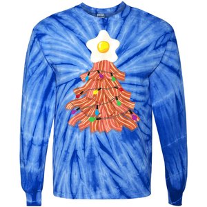 Bacon Christmas Tree Egg Top Funny Pork Lover Gift Tie-Dye Long Sleeve Shirt