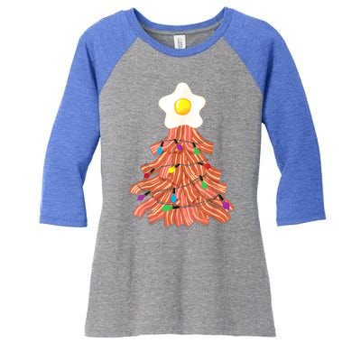 Bacon Christmas Tree Egg Top Funny Pork Lover Gift Women's Tri-Blend 3/4-Sleeve Raglan Shirt