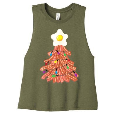 Bacon Christmas Tree Egg Top Funny Pork Lover Gift Women's Racerback Cropped Tank