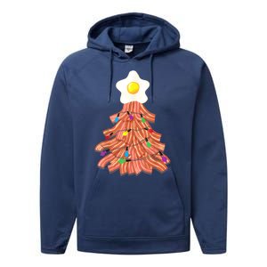 Bacon Christmas Tree Egg Top Funny Pork Lover Gift Performance Fleece Hoodie