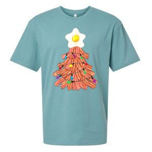 Bacon Christmas Tree Egg Top Funny Pork Lover Gift Sueded Cloud Jersey T-Shirt