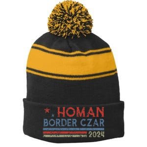 Border Czar Tom Homan Trump President Election Maga Support Stripe Pom Pom Beanie