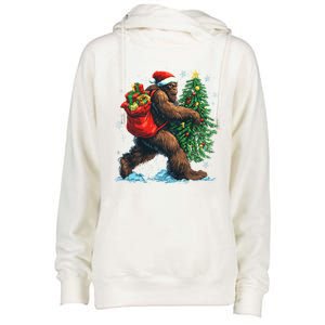 Bigfoot Christmas Tree Lights Xmas Sasquatch Lovers Gift Womens Funnel Neck Pullover Hood