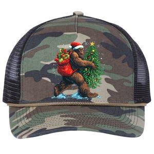 Bigfoot Christmas Tree Lights Xmas Sasquatch Lovers Gift Retro Rope Trucker Hat Cap