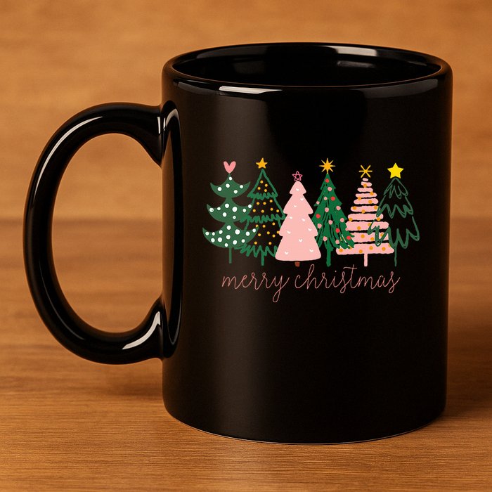 Boho Christmas Tree funny holiday 11oz C Handle Ceramic Mug