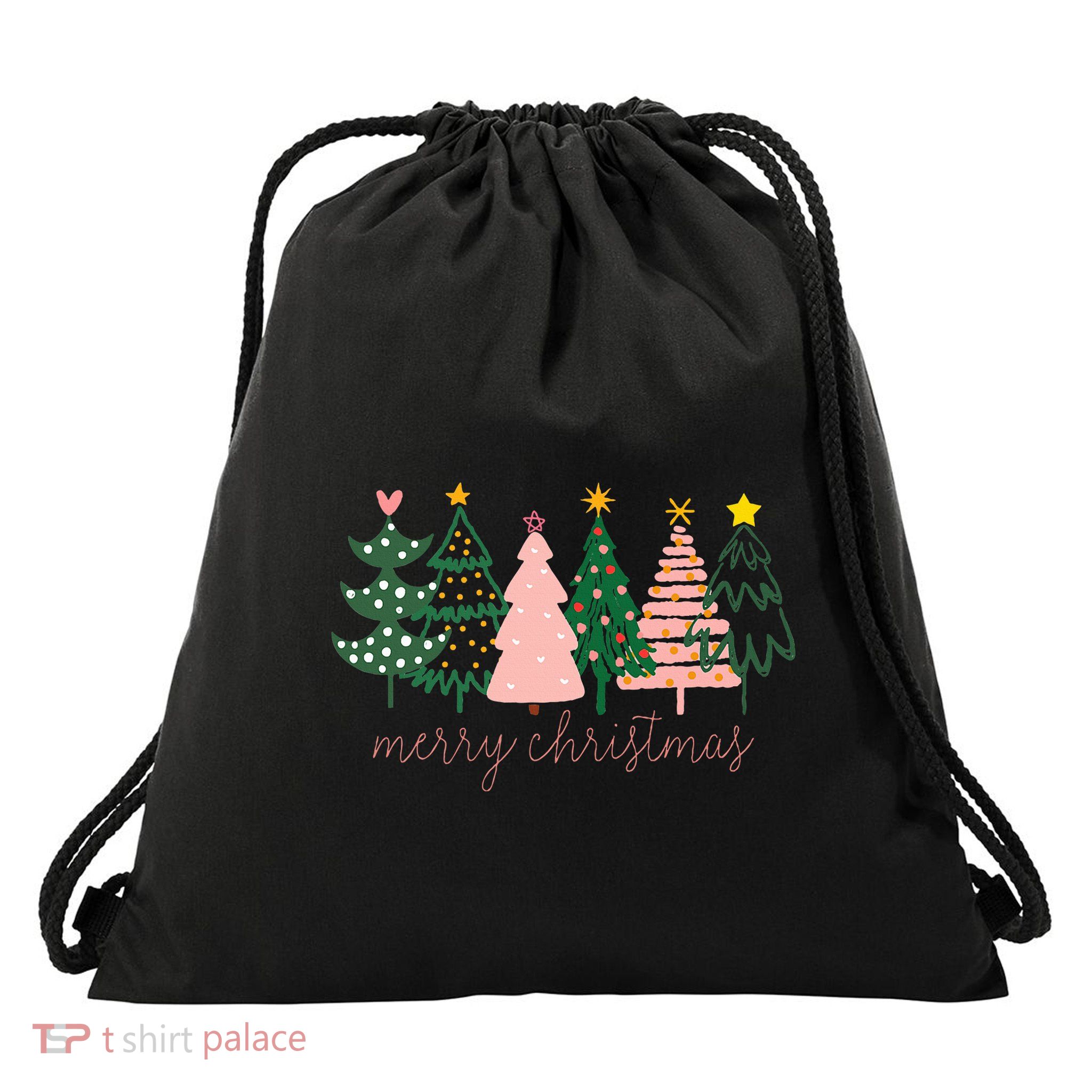 Boho Christmas Tree funny holiday Drawstring Bag